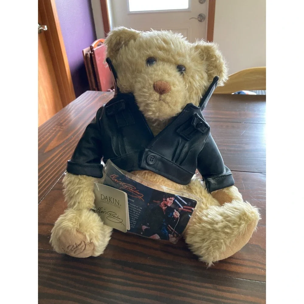 Vintage Dakin Elvis Presley Bear with COA Black Jacket 2000 Signature Collection